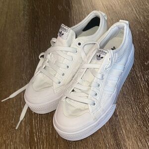 adidas White Low-Top Platform Sneakers